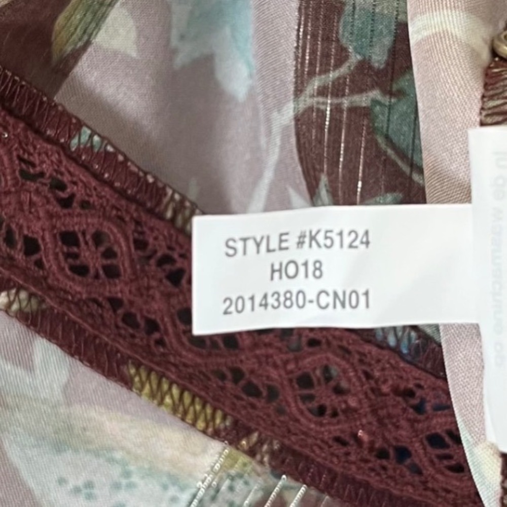 Point Sur J.Crew Blouse Womens XS Burgundy Bird Print Metallic Lace - Picture 10 of 11